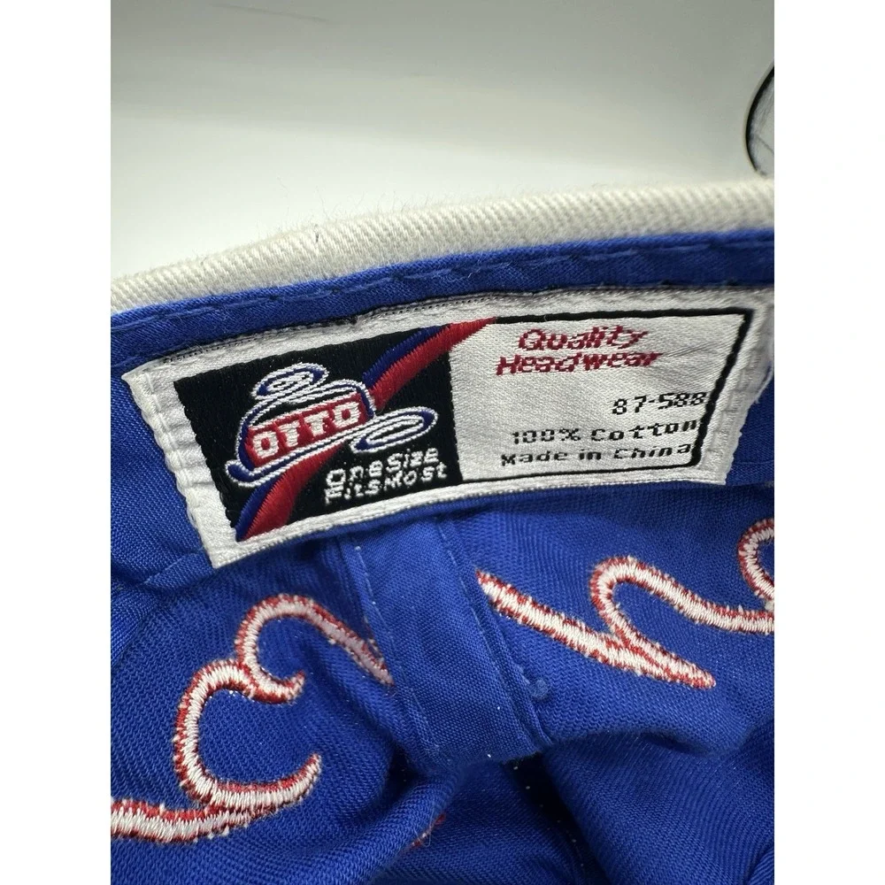 Vintage Chevy Racing Flame Hat Blue Red Strapback OTTO Cap Y2K USA Style Rare